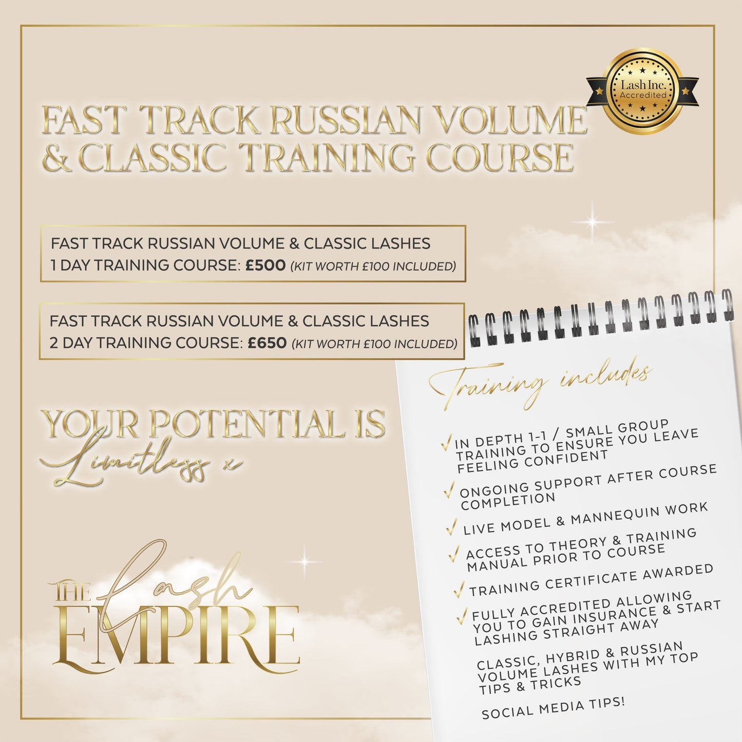 Fast Track combined Russian volume & Classic eyelash training course